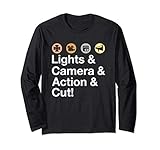 Lights & Camera & Action & Cut! Funny Film Director Langarmshirt