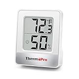 ThermoPro TP49 digitales Mini Thermo-Hygrometer Thermometer Hygrometer innen Temperatur und Luftfeuchtigkeitmessgerät mit Smiley-Indikator für Raumklimakontrolle, weiß