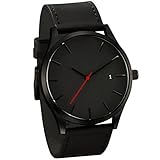 cinnamou Herrenuhren - Business Quarz Uhr - Leahter Analog Quarzuhr Männer Business Kleid Armbanduhr Herren Wasserdichte Sportuhr (A)