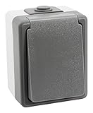 MC POWER - Aufputz Feuchtraum-Steckdose | SECURE | grau, IP44