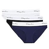 Wingslove Damen 3er Pack Baumwolle Slip Niedrige Taille Bikini Hipster Panty (M,Schwarz/Weiß/Blau)