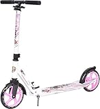 STAR SCOOTER Aluminium Kickscooter Roller Kinderroller Tretroller für Jungen und Mädchen ab 6-7 Jahre Big 205mm Wheel mit XXL Trittbrett Scooter für Kinder und Erwachsene Weiß & Lila