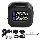 EBTOOLS Motorrad Wireless TPMS, wasserdichtes TPMS Reifendruckkontrollsystem mit 2 externen Sensoren