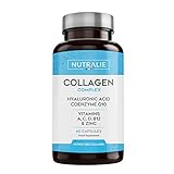 Kollagen + Hyaluronsäure + Coenzym Q10 + Vitamine A, C, D und B12 + Zink | Für die Gelenke und für die Haut | Kollagen Hydrolysat in 60 Kapseln | Nutralie