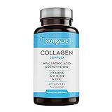 Kollagen + Hyaluronsäure + Coenzym Q10 + Vitamine A, C, D und B12 + Zink | Für die Gelenke und für die Haut | Kollagen Hydrolysat in 60 Kapseln | Nutralie