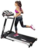 Miweba Sports elektrisches Laufband HT1000 - Incline 6% - Klappbar - 1,75 Ps - 16 Km/h - 12+4 Laufprogramme - Tablet Halterung - Große Lauffläche (Schwarz)