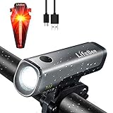 LIFEBEE LED Fahrradlicht Set, StVZO Zugelassen USB Wiederaufladbare Fahrradbeleuchtung fahrradlichter Set, IPX5 Wasserdicht Frontlicht Rücklicht Fahrradlampe Set, 300Lumen Licht für Fahrrad