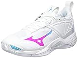 Mizuno Damen Wave Momentum 2 Volleyball-Schuh, White/PinkGlo/BlueAtoll, 39 EU