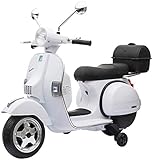 Playtastic Elektro Vespa Kinder: Original Vespa-lizensierter elektrischer Kinder-Motorroller, LEDs, MP3 (Vespa Kinderroller)