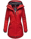 Navahoo Damen Winter Jacke Parka Mantel Winterjacke warm gefüttert Kapuze B834 [B834-Avril-Rot-Gr.S]