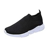 MRULIC Damen Atmungsaktives Mesh Netz Sneakers Outdoor Mesh Schuhe Casual Lace Up Komfortable Sohlen Laufsportschuhe Laufschuhe(Schwarz,40 EU)