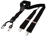 Hosenträger für Herren Schwarz | Lang | Größe verstellbar bis 125 cm | Extra starke Clips | Y-Form | Echte Leder-Applikationen | Cool & Elegant (Schwarz)