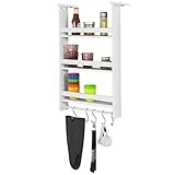 SoBuy FRG150-W Regal zum Aufhängen, für Kühlschrank, mit Saugnäpfen, Gewürzregal aus Holz, 3 Einlegeböden – Weiß