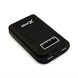 XLayer Powerbank Carbon 7.500mAh, Externer Akku für Smartphone und Tablet, Ladegerät mit 2 USB-Ports für simultanes Laden, Schwarz