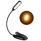 Leselampe Buch Klemme, TOPELEK 7 LED Buchlampe Bett, 3 Farbtemperatur, 3 Helligkeiten, 60H Dauerzeit, Mikro USB, LED Klemmleuchte Notenständer Licht für Nachtlesung, Reisen, eBook, Schwarz