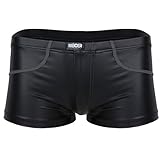 CHICTRY Herren Wetlook Boxershorts Hose Lackleder Shorts Glänzend Männer Badehose Clubwear Boxer Brief Pants (XXL, C Schwarz)