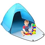 PUREBOX Strandmuschel groß Pop up Strandzelt Extra Leicht UV Schutz 50+ Sonnenschutz Tragbar Beach Zelt Belüftung Wasserdicht Outdoor Wurfzelt für 1-3 Personen mit erweiterter Veranda