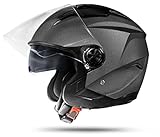 ATO Moto LA Street Jet Helm Grau Größe: M 57/58cm Doppelvisier System + Integrierte Visiermechanik 4 punkt Belüftung und neuste Sicherheitsnorm ECE 2205
