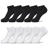 Closemate 10 Paar Sneaker Socken Herren Damen Sportsocken Kurze Halbsocken Baumwoll Sneakersocken (5Schwarz5Weiß, 43-46)