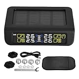 Duokon DC 5V Auto Solar und Mini USB Schnittstelle TPMS Reifendruckkontrollsystem mit 4 externen Sensoren