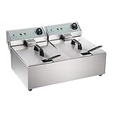 Royal Catering Fritteuse Edelstahl Doppel Fritteuse RCEF-10DY-ECO (2 x 10 Liter, 2 x 3.200 Watt, 230 V)