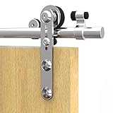 CCJH Edelstahl Schiebetür Beschlag Rustikal, Rostfreier Stahl Schiebetürsystem 183cm Komplettes Set…