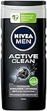 NIVEA MEN Active Clean Pflegedusche (250 ml), effektives Duschgel mit natürlicher Aktivkohle, erfrischende Dusche für Körper, Gesicht und Haare