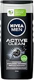 NIVEA MEN Active Clean Pflegedusche (250 ml), effektives Duschgel mit natürlicher Aktivkohle, erfrischende Dusche für Körper, Gesicht und Haare