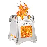 Lixada Campingkocher Holzofen Tragbar Kompakt Edelstahl/Titanium Holz Herd für Picknick BBQ Camping Wandern