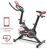 Miweba Sports Indoor Cycling MS100 Fitnessbike - 10 Kg Schwungmasse - Stufenfreie Widerstandsverstellung - Pulsmessung (Schwarz)