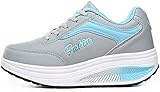 Deloito Mode Damen Schnürer Schaukelschuhe Outdoor Sport Dicksohlenig Plattform Turnschuhe Lässige Schüler atmungsaktive Laufschuhe (Blau,41 EU)