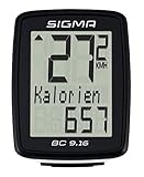 Sigma Sport Fahrrad Computer BC 9.16, 9 Funktionen, Maximalgeschwindigkeit, Kabelgebundener Fahrradtacho, Schwarz