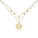 Good.Designs ® Weltkette mit 5 Coin Choker für Frauen | Mädchen Gold goldene goldfarben goldenekette kettegold Damenschmuck Frauenkette Halskette Kette Women