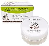 GREENDOOR Hyaluron Creme vegan im Glastiegel, Anti Aging straffende Feuchtigkeitscreme, natürliche pflanzliche Hyaluroncreme für Gesicht Hals Dekolleté, Natur 50 ml
