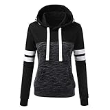 Dorical Damen Kapuzenpullover Sweatshirt Sweatjacke Streifen Patchwork Langarm Reißverschluss Strickjacke Gestreift Hoodie Pullover Oberteile Tops Jacke für Herbst Winter Gr S-4XL