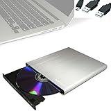 Archgon Style USB 2.0 Externer HD BD Player, Blu-ray BDXL Brenner extern für PC Laptop, USB-C Kabel, M-Disc, externes BluRay Laufwerk, External Optical BlueRay Drive extern, Alu Silber