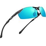 ATTCL Herren Sportbrille Polarisierte Sonnenbrille Fahrerbrille Al-Mg Metall Rahme Ultra Leicht 8585 Blue