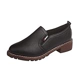 Oxford Leder Freizeitschuhe Damenschuhe Derbys Mode Knöchel Flache Damen Kurze Stiefel Feste Beiläufige Sandalen Hausschuhe Runde Zehenschuhe Slipper Loafers niedrig Block Ferse Klobige Schuhe