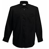Fruit of the Loom Herren Long Sleeve Poplin Shirt Freizeithemd, Schwarz (Black), XX-Large