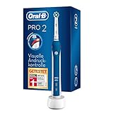 Oral-B PRO 2 2000N Elektrische Zahnbürste/Electric Toothbrush mit visueller Andruckkontrolle für extra Zahnfleischschutz, 2 Putzprogramme inkl. Sensitiv, Timer, 1 CrossAction Aufsteckbürste, blau