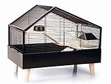 Beeztees Ayaz - Nagerkäfig - Metall - Holzfüße - schwarz - 58 x 38 x 46cm