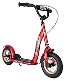 BIKESTAR Roller Kinderroller Tretroller Kickscooter mit Luftreifen für Jungen und Mädchen ab 4 - 5 Jahre | 10 Zoll Classic Kinder Scooter | Rot | Risikofrei Testen