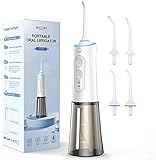 BESTOPE Munddusche Kabellos Reisemunddusche mit DIY Modi und 4 Düsen Wassertank IPX7 Wasserdicht USB Aufladen Oral Irrigator Wasser Flosser Zahnreiniger für Zuhause, Reise, Büro