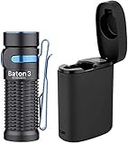 OLIGHT Baton 3 PREMIUM EDITION LED EDC Taschenlampe Hell 1200 Lumen 166 Meter Leuchtweite, 6 Lichtmodi mit Timing Funktion, Aufladbar mit Drahtlosen Ladebox, IMR16340 Batterie ink.(schwarz)