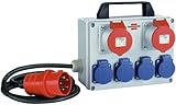 Brennenstuhl Kompakter Kleinstromverteiler BKV 2/4 T IP44 / Baustromverteiler mit Tragegriff (2m Kabel, für ständigen Einsatz im Außenbereich IP44, Made in Germany)