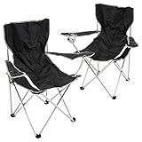 Nexos 2er Set Angelstuhl Angelhocker Faltstuhl Campingstuhl Klappstuhl mit Armlehne Getränkehalter schwarz 86x 42x42 cm bis 100 kg incl. Transporttasche