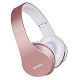 Bluetooth Over Ear Kopfhörer, JIUHUFH Wireless Headset mit eingebautem Mikrofon/FM Radio /MP3 Player/Klappbares Design für iPhone, Android, PC und andere Bluetooth-Pink