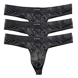 YFD Herren Boxer Slips Unterwäsche Schwarz Dessous Bikini Strings Höschen 3er Pack (XL, Strings-3pcs)