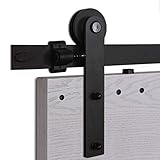 CCJH 5FT-152.6cm Stahl Schiebe Holz Scheunentor Hardware Schiene Rolle Kit fur Einzelne Holztur