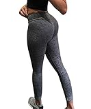 Ularma Damen Fitnesshose Übung Stretch Leggings Hüfte Push-Up Skinny Hose (S, Dunkelgrau)